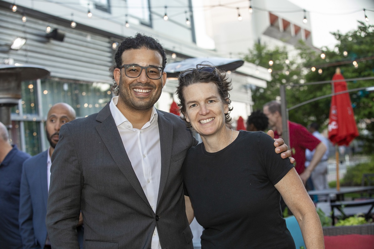 Dakota Jones stands with Rachel Rochat