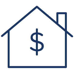 icon illustrating a dollar sign within a home