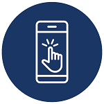 Illustration of a hand touching a cell phone screen
